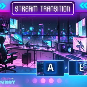Stream Transition | Purple Transition | Stream | Animated Stream Transition | Purple | sci-fi blue and pink |cyber punk