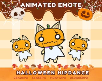 Animated Halloween Pumpkin Cat Emote – Twitch Kawaii Ghost (GIF)