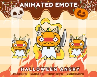 Angry Pumpkin Cat Animated Emote – Halloween Twitch Stream (GIF)