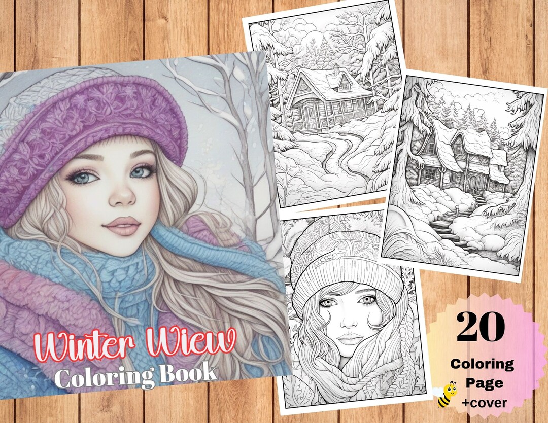 20 Winter Wiew Coloring Book Printable Beautiful Girl Etsy