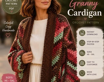 Diamond Short Crochet Cardigan Pattern | Modern Strip Design (PDF English Pattern)