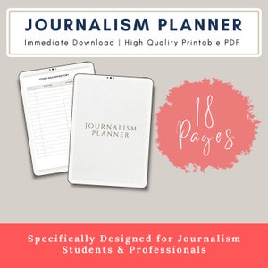 Journalism Planner PDF, Journalism Planner for Students and Professionals, Journalism Planner Digital Download, Printable Journalism Planner