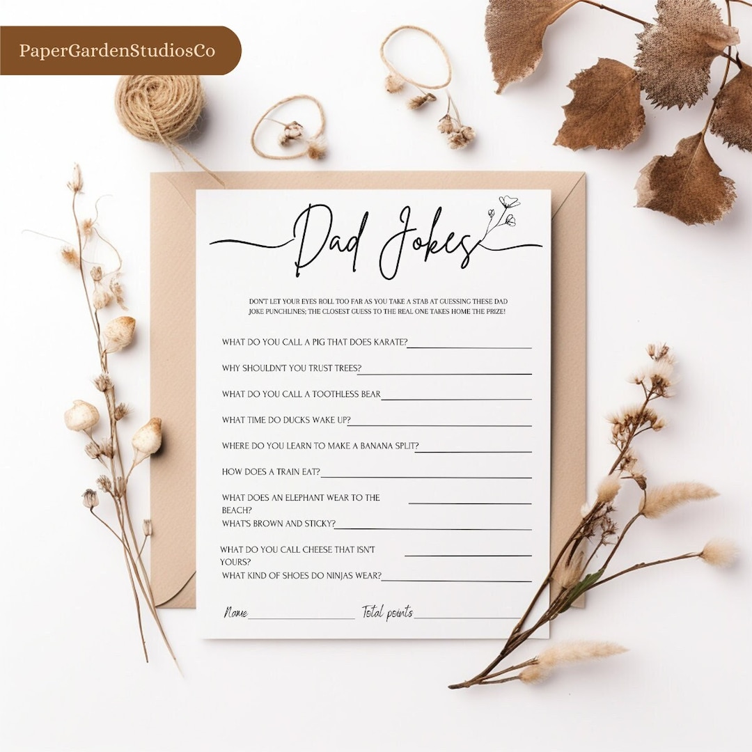 Dad Jokes Baby Shower Game Dad Jokes Shower Game Trivia Baby Etsy