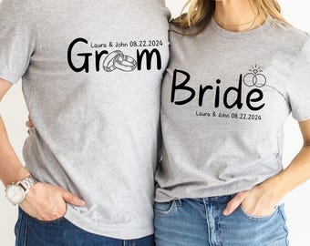 Bride and Groom Shirts, Custom Honeymoon Shirts, Gift for Bride and Groom, The Bride The Groom Est. Shirts, Mr and Mrs Husband and Wife Tees