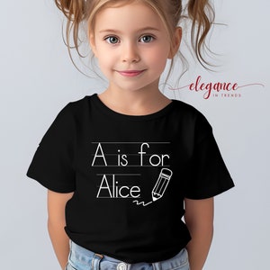 Custom Letter is for Name Preschool T-shirt, Personalized Back To School Shirt, Creative Kindergarten First Day of School Outfit