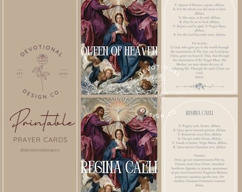 Queen of Heaven Regina Caeli Prayer Cards, Diego Velazquez Art (Digital Download)