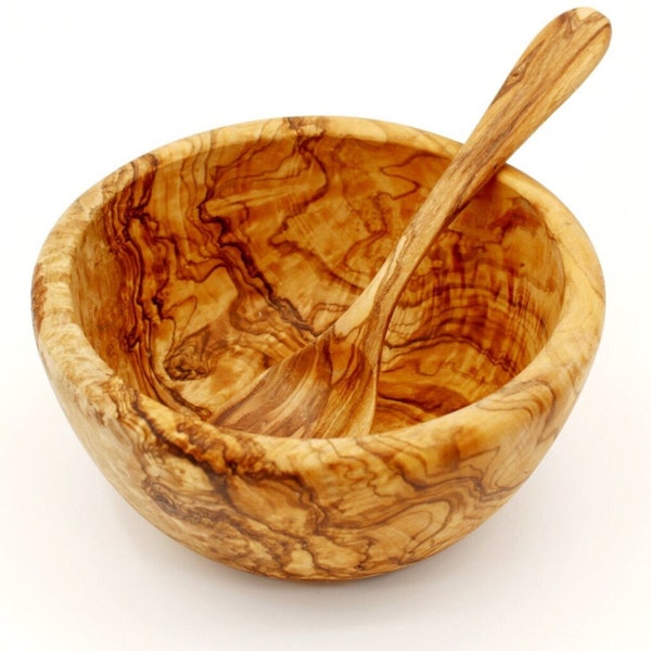 Holzschale inkl. Esslöffel aus Olivenholz , 16 cm