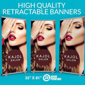 Custom Retractable Banner, Roll Up Banner, Pop Up Banner + Stand, Birthday, Business, Event, Promotional Marketing Signage, Portable, Retail