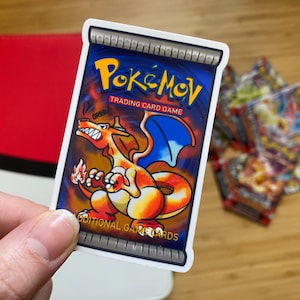 TCG Booster Pack Sticker | Base Set Cards | Gen 1 Starters | 90&#39;s First Edition Set Sticker | Charizard, Blastoise, Venasaur