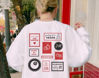 Sudadera con cuello redondo para despedida de soltera en Las Vegas, camiseta para despedida de soltera en Las Vegas, regalo de compromiso personalizado, sudadera para el día de la boda, afortunado en el amor, Vegas Social Club