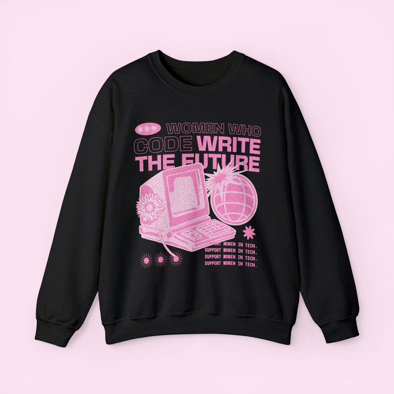 Baddies in Computer Science Sweatshirt, Women in Computer Science Crewneck, Coder Girl Sweatshirt, Women in Tech Funny Gift, Y2K Cybergirl Black
