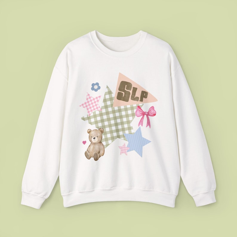 Speech Language Pathologist Patchwork Crewneck, SLP Shirt, Gift for Speech Therapist, Every Voice Matters Sweatshirt, Total Communication White