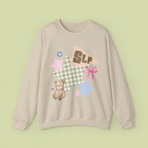 Speech Language Pathologist Patchwork Crewneck, SLP Shirt, Gift for Speech Therapist, Every Voice Matters Sweatshirt, Total Communication Sand
