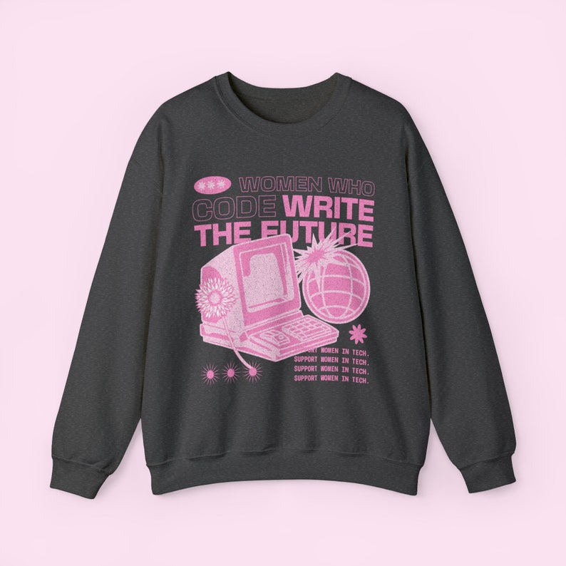 Baddies in Computer Science Sweatshirt, Women in Computer Science Crewneck, Coder Girl Sweatshirt, Women in Tech Funny Gift, Y2K Cybergirl Dark Heather