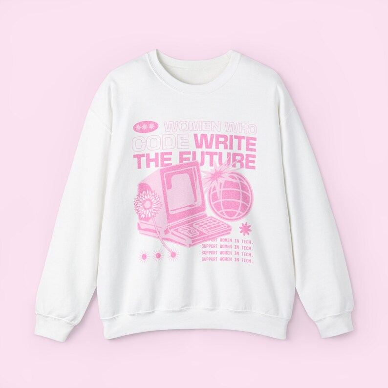 Baddies in Computer Science Sweatshirt, Women in Computer Science Crewneck, Coder Girl Sweatshirt, Women in Tech Funny Gift, Y2K Cybergirl White