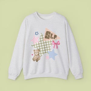 Speech Language Pathologist Patchwork Crewneck, SLP Shirt, Gift for Speech Therapist, Every Voice Matters Sweatshirt, Total Communication Ash