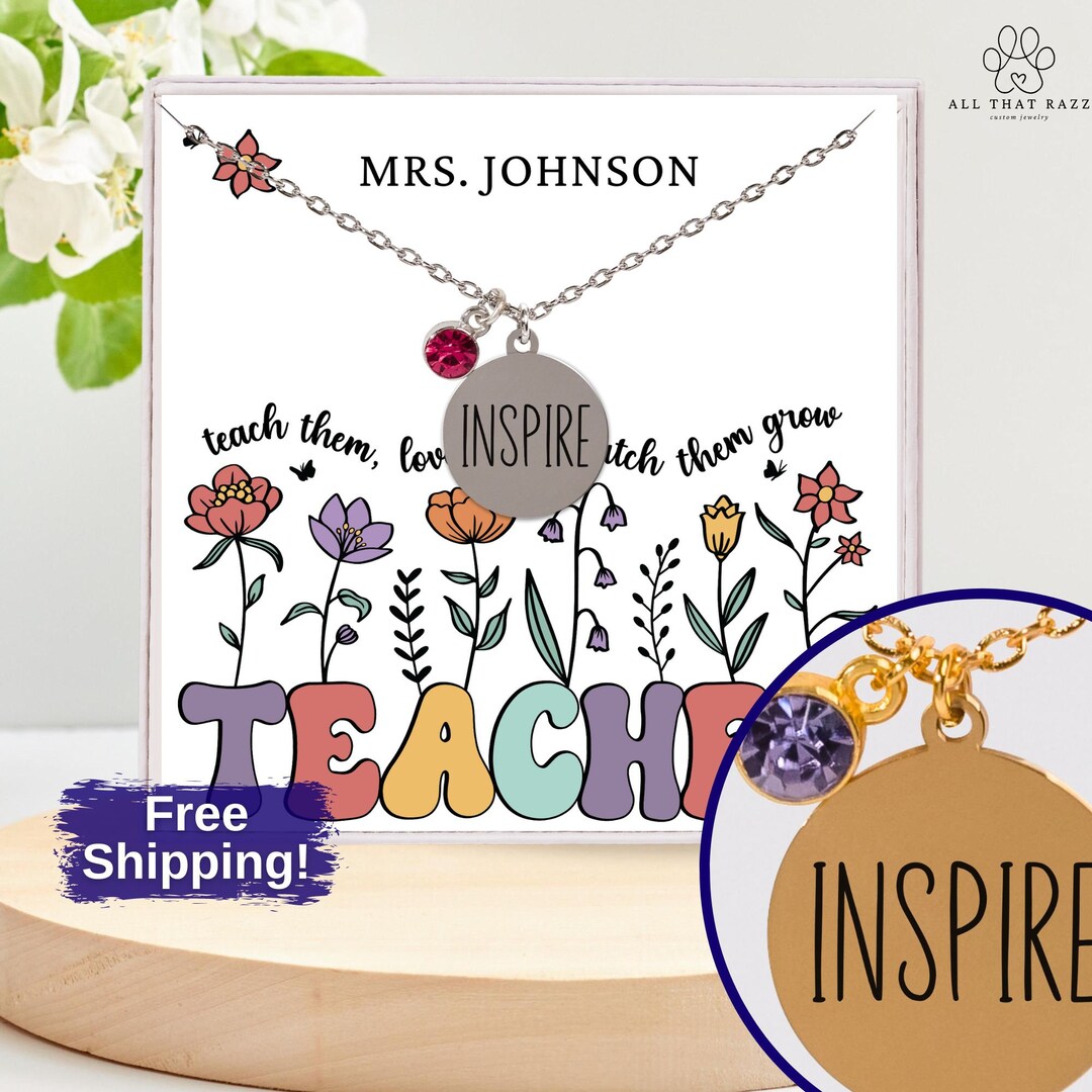 Custom Teacher Gift, Teacher Appreciation, Personalized Jewelry for