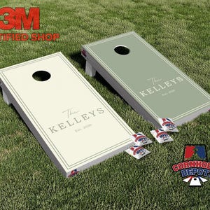 Adesivi laminati personalizzati con nome per tavole da cornhole, colore salvia e crema, set di decalcomanie per anniversari e matrimoni. **QUALSIASI COLORE**
