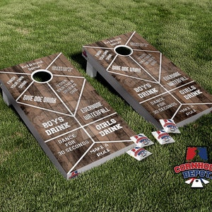 Drinking Game Rustic Wood Cornhole Board Vinyl Wrap Skins Laminated Sticker Set Decal