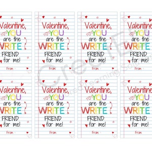 Valentine - PDF - Digital Download - You&#39;re the Write Friend for me