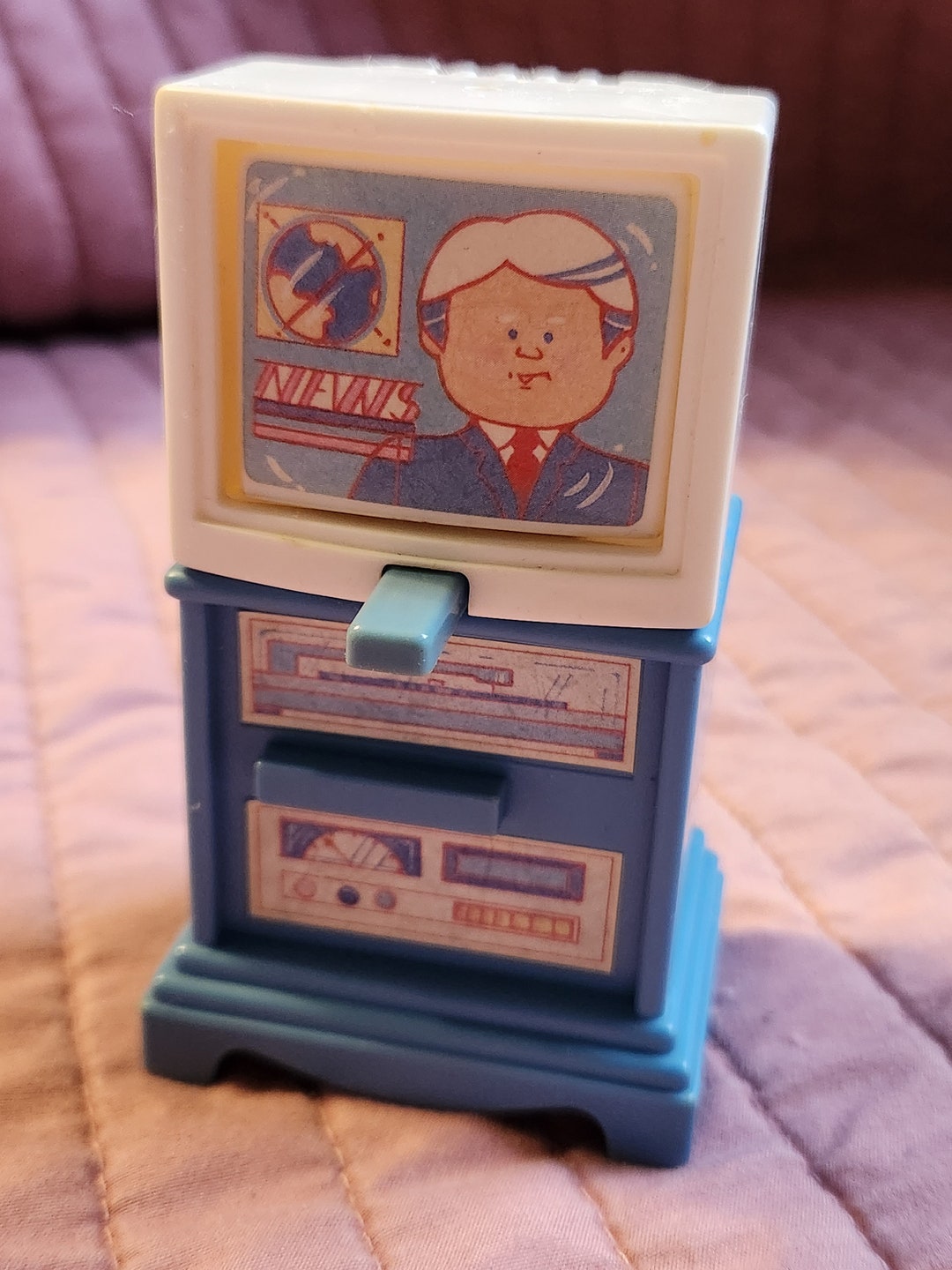 Vintage Fisher Price Dollhouse Furniture Television W/ 3 Etsy