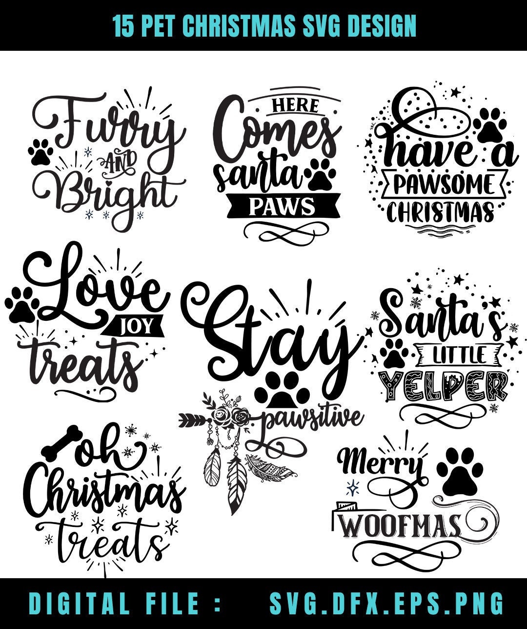 15 Dog Christmas Bundle Svg Png Bundle Dog Christmas Svg Etsy UK