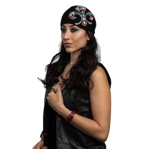 Bling Fleur De Lis Black Knit Headband | Cozy Winter Knit Headband | Acrylic and Wool Blend Headbands