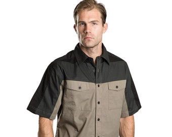 Plain Back Mechanics Shirt | No Graphic | Ventilation Mesh | Industrial Short Sleeve Work Shirt