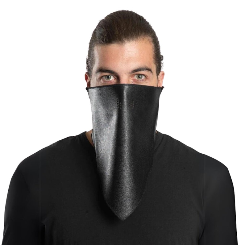 3 Piece Leather Triangle Mask Black | Handcrafted From Genuine Leather ...