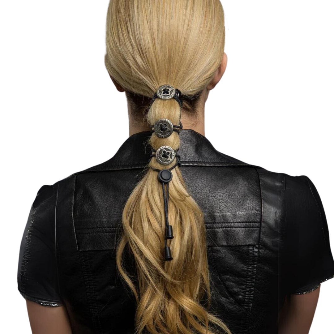 Star Concho Laced up 4” Hair Glove® | Biker Ponytail Hair Glove| No ...