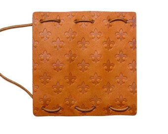 Motorcycle Leather Grip Covers | Celtic Stripes Handlebar Cover Set | Genuine Leather | Brown HandleBar Set-Fleur-De-Lis NO Fringe