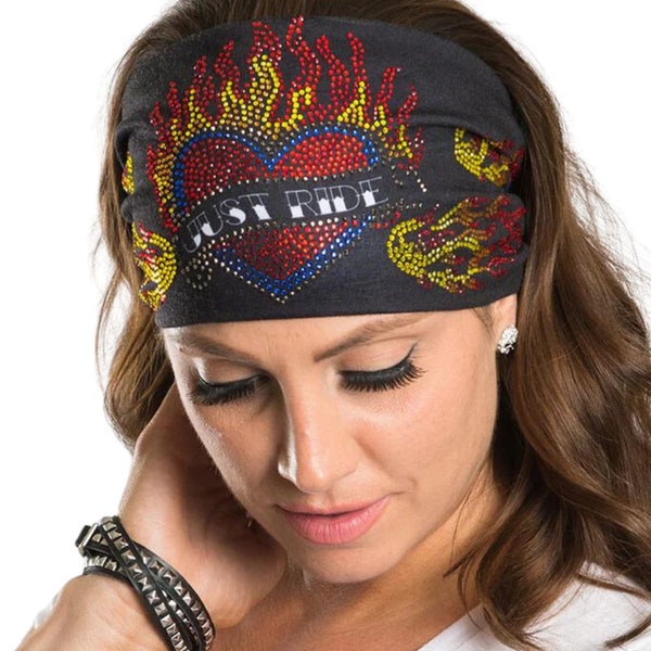 Just Ride Women's Motorcycle Headband | Athletic Headband Elastic Bandana  | Wide Twisted Stretchy Headbands | Biker Head Wraps for Women