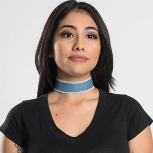 Effen denim choker | Jean choker ketting | Denim-choker | Cadeau voor haar