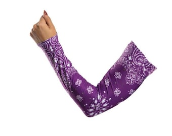 Purple Paisley With Gems Arm Sleevz Soaker | Hi-Tech Soaker Fabric | Moisture Wicking Compression Arm Sleeves