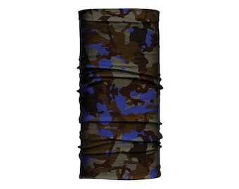 Tubo EZ ligero de camuflaje azul / Polaina para cuello para hombres y mujeres / Mascarilla facial tipo bandana / UPF 45+