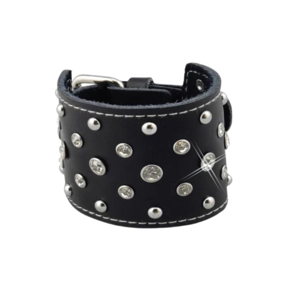 Studded Leather Cuff | Grommet Studded Black Leather Bracelet | Leather Bracelet | Studded Black Leather Bracelet Cuff