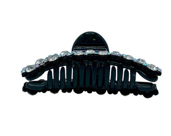 Classic Hardware hair jewelry clips set of two black and clear rhinestones Radhu & Kabby 2 Vintage Black Hair Claw Clips for Women  main image 4