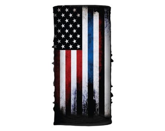 Thin Blue Line Soaker Series Ez Tube / Neck Gaiter para hombres y mujeres / Máscara facial Bandana / Tela Soaker de alta tecnología