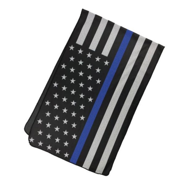 Personalized Cooling Towel | Thin Blue Line Cooling Towel | 40”x12” Fast Drying | Soak in Cold Water to Activate Super Cooling Technology