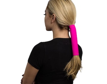Neoprene Solid Color Hot Pink 8” Hair Glove® | Biker Ponytail Hair Glove| No Slip Ponytail Hair Wrap | Ponytail Hair Glove