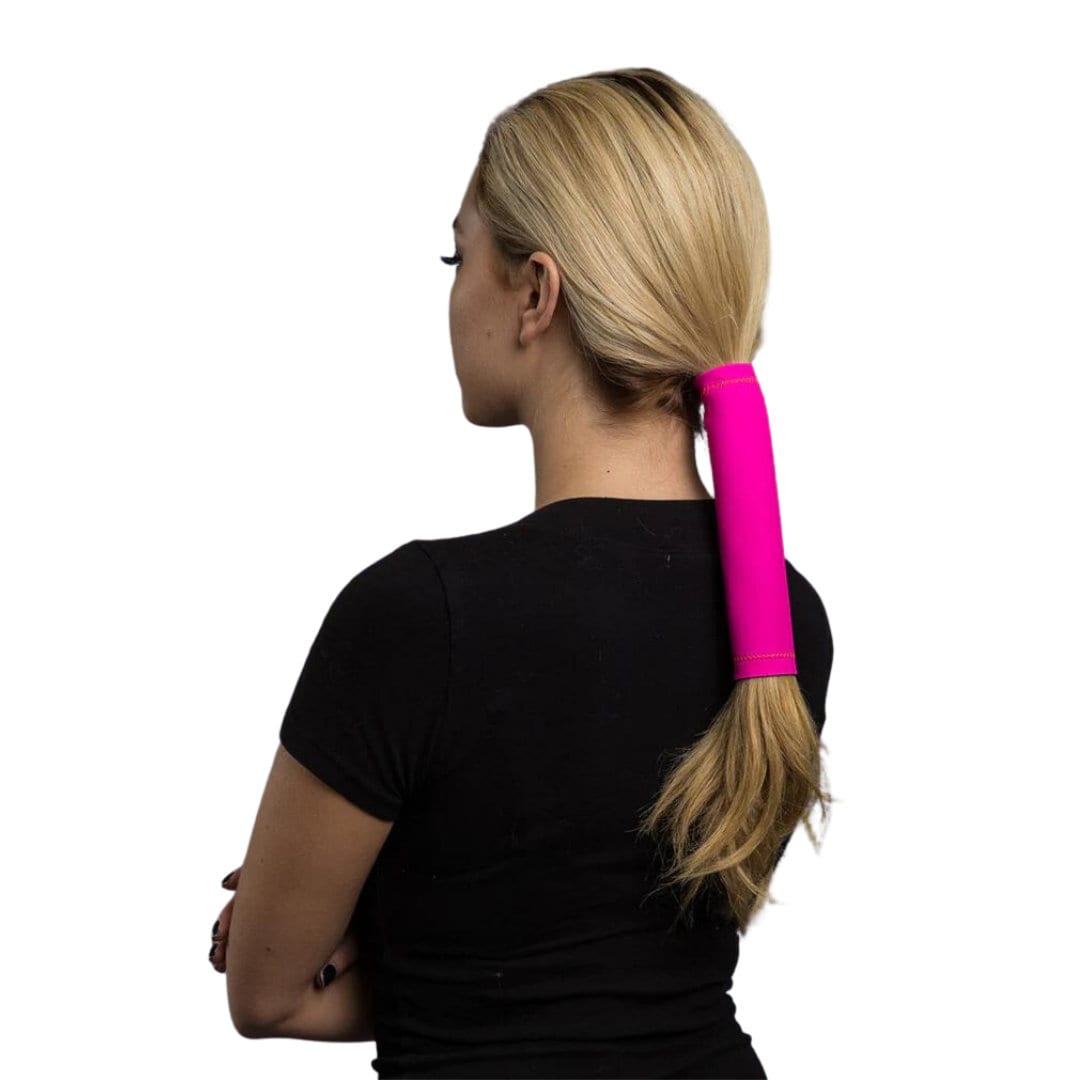 Neoprene Solid Color Hot Pink 8” Hair Glove® | Biker Ponytail Hair Glove| No Slip Ponytail Hair Wrap | Ponytail Hair Glove