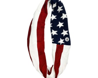 Infinity Scarf Double Layered Stars and Stripes Reversible 14"W x 50"L - A Seamless Blend of Style and Comfort