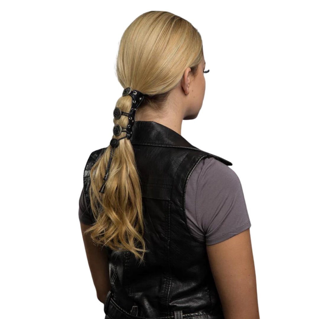 Star Concho Laced up 4” Hair Glove® | Biker Ponytail Hair Glove| No ...