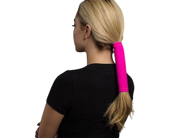 Neoprene Solid Colors With Stitching Hot Pink 4” Hair Glove® | Biker Ponytail Hair Glove| No Slip Ponytail Hair Wrap