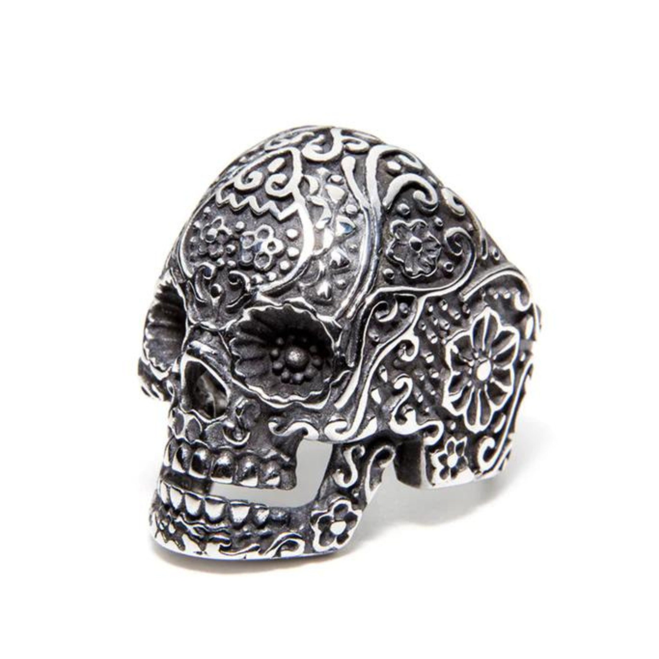 Sugar Skull Ring – hellcatjewellery Sugar Skull Rings for Men Women, Stainless Steel main image 1