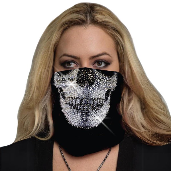 Super Bling Skull White Soaker Series Ez Tube | Neck Gaiter for Men and Women | Bandana Face Mask | Hi-Tech Soaker Fabric
