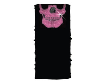 Super Bling Skull Pink Soaker Series Ez Tube / Neck Gaiter para hombres y mujeres / Bandana Face Mask / Hi-Tech Soaker Fabric