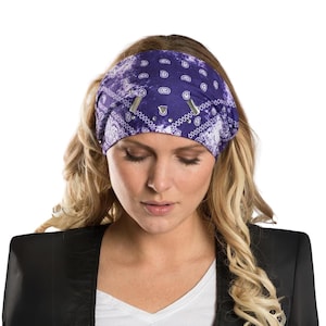 Bohemian Purple Paisley Gemstone Embellished Headband | Versatile Biker Headwrap for Women