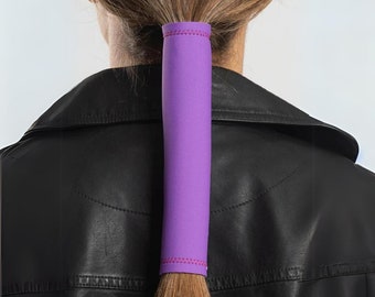 Neoprene Solid Colors With Stitching Purple 4” Hair Glove® | Biker Ponytail Hair Glove| No Slip Ponytail Hair Wrap | Ponytail Hair Glove