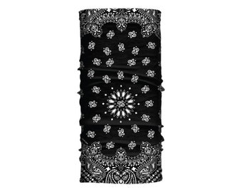 Braga de cuello tipo tubo, serie Black Paisley Soaker, para hombre y mujer, bandana, tejido de alta tecnología